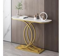 Yidlkecqey Mesa de Porche semicircular con gabinete de Porche Largo Against The Wall para Hotel, Mesa de sofá Consola con Base en Forma de corazón y Acabado Antiguo(B,100x35x80cm/39.4x13.8x31.5in)