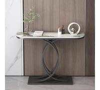 Yidlkecqey Mesa de Porche semicircular con gabinete de Porche Largo Against The Wall para Hotel, Mesa de sofá Consola con Base en Forma de corazón y Acabado Antiguo(C,140x35x80cm/55x13.8x31.5in)