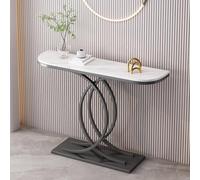 Yidlkecqey Mesa de Porche semicircular con gabinete de Porche Largo Against The Wall para Hotel, Mesa de sofá Consola con Base en Forma de corazón y Acabado Antiguo(A,100x35x80cm/39.4x13.8x31.5in)