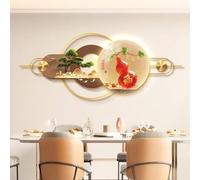 Yidlkecqey Nueva Decoración de Pared 3D de Estilo Chino con Efecto Estereoscópico, Iluminación Ambiental LED, Arte Mural de Metal Forjado para Sala y Dormitorio(Type H,160x60cm/63x23.6in)