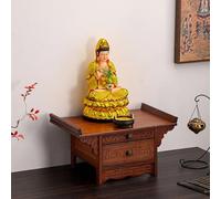 Yidlkecqey Pedestal de exhibición Guangong,Mesa de Incienso Budista de nicho de oración de bambú, Mueble de Altar de Buda de Madera con Bandeja Oculta.(Rose Color,60x33x27cm/23.6x13x10.6in)