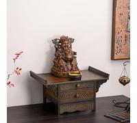 Yidlkecqey Pedestal de exhibición Guangong,Mesa de Incienso Budista de nicho de oración de bambú, Mueble de Altar de Buda de Madera con Bandeja Oculta.(Walnut Color,70x33x27cm/27.6x13x10.6in)