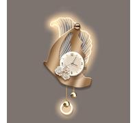 Yidlkecqey Reloj de Pared Silencioso con Retroiluminación LED, Decoración 3D Cristal de Porcelana, Luz Nocturna Regulable con Control, Aplique 220V Salón Dormitorio(Type C,30x66cm/11.8x26in)