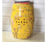 Yidlkecqey Taburete de Tambor de cerámica Estilo Chinoiserie, Taburete de cerámica Pintado a Mano con diseño de Flores y Aves, Taburete Decorativo para Interior y Exterior(Type H)