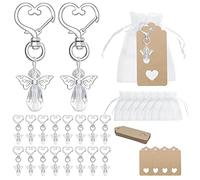 YIDM 30 Piezas Colgantes de Ángel de La Guarda, Llaveros de Recuerdos de Bautismo, Recuerdos de Comunión con Bolsa de Organza y Colgantes de Papel Kraft, Para Baby Shower, Boda, Navidad
