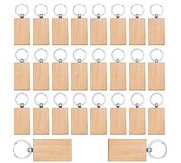 YIDM Llavero de Madera en Blanco 26 Piezas DIY, Personalizado Rectangular para Manualidades, Álbumes de Recuerdos y Adornos