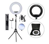 Yidoblo 18 Pulgadas de Anillo LED Regulable luz Bicolor Historia Kit con Diferente Titular,Espejo de pie de luz,tripode,Estuche para Maquillaje,Youtube Vid Videos,filmaciones,Selfie,Retrato