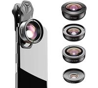 YIDOBLO Kit de lente de cámara de teléfono celular 5 en 1: 2 lentes teleobjetivo + 195 ojo de pez + 110 gran angular + 10 X Marco+170 súper gran angular para iPhone, Samsung, etc