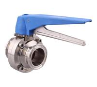 Yidubid 19-102mm Tri Clamp Clover Válvula De Mariposa, 304 Acero Inoxidable Válvula De Mariposa con Gatillo Azul para Agua, Aire, AceiteSilver, 102mm