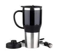 Yidueace Calentador de agua para coche, taza de té de café de 12 V, taza de viaje eléctrica portátil, elegante hervidor de agua con mango de 450 ml para el hogar al aire libre