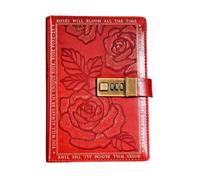 Yidueace Cuaderno con candado - Diario de contraseñas B6 - 224 páginas de piel con patrón de rosas tapa dura - para mujeres, hombres, niños, adolescentes, escuela, viajes, cumpleaños, Navidad