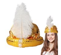 Yidueace Sombrero de disfraz de | Sombrero de disfraz de príncipe,Con plumas y perlas Gorgeous Sultan Turban Men Head Wrap Lentejuelas Diseño para hombres