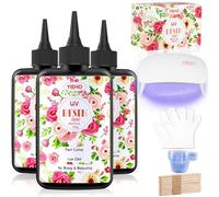 YIEHO Kit de Resina UV 300g con Lámparas-Resina Epoxi Premezclada de Curado UV para la Fabricación de Joyas de Arte con Lámpara