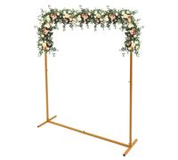 YIEMJS Arco de boda de metal de 200 x 150 cm, color dorado, arco de hierro con revestimiento de laca para hornear, arco de globos para bodas, fiestas en el jardín, fondo fotográfico, incluye kit de
