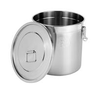 YIEMJS Bidón para cereales de acero inoxidable, hermético, 6 L, 12 L, 21 L, 33 L, 48 L, cubo de metal, tapa y abrazadera de bloqueo, cubo de almacenamiento para cocina, arroz, harina y cereales (33 L)