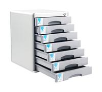 YIEMJS Caja de almacenamiento premium con 7 cajones para documentos A4. Caja apilable de alta capacidad para más espacio en el escritorio, color blanco grande