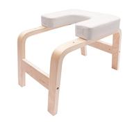 YIEMJS Taburete de pie de madera maciza y acolchado de PU. Taburete de yoga de hasta 200 kg, para yoga y entrenamiento de inversión, banco de yoga, 64 x 36 x 40 cm, color blanco, con trabajo manual