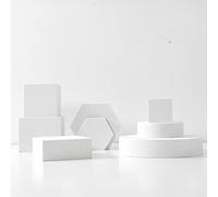 Yiemoge Juego de 8 accesorios geométricos para fotos, espuma dura para fotografías, manualidades, lápiz labial, joyas, cosméticos, herramientas de maquillaje, alimentos (blanco)