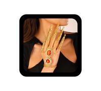Yienate 1pcs Gótico Antiguo Brazalete Reina Bruja Dedo Uñas Punta Garra Pulsera Oro Boho Danza Vientre Traje Mano Cadena Esclavos Círculo Pulseras Indio Gitano Cristal Pulseras Joyería Para Mujeres