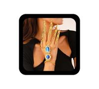 Yienate 1pcs Gótico Antiguo Brazalete Reina Bruja Dedo Uñas Punta Garra Pulsera Oro Boho Danza Vientre Traje Mano Cadena Esclavos Círculo Pulseras Indio Gitano Cristal Pulseras Joyería Para Mujeres