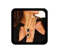 Yienate 1pcs Gótico Antiguo Brazalete Reina Bruja Dedo Uñas Punta Garra Pulsera Oro Boho Danza Vientre Traje Mano Cadena Esclavos Círculo Pulseras Indio Gitano Cristal Pulseras Joyería Para Mujeres