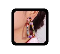 Yienate Acrílico Pendientes Cuadrados Vintage Colorido Hueco Rectángulo Pendiente Largo Ligero Gota Geométrica Pendiente Declaración Resina Acrílica Aros Joyería Para Las Mujeres
