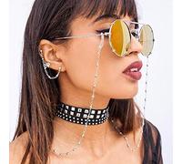 Yienate Boho - Cadenas de gafas con cuentas de aleación antideslizantes para gafas de moda, accesorios de gafas, retenedor de gafas, correa de retención para gafas de sol para mujeres y niñas (plata)