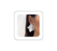 Yienate Funky Geométricos Pendientes Cuadrados Declaración Arrugado Pendientes Cuadrados Grandes Textura Geométrica Pendientes Pendientes Minimalismo Metal Pendientes Cuadrados Joyería Para Mujeres