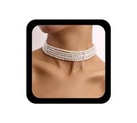 Yienate Gargantilla De Perlas Barroca Blanca - Collar De Múltiples Hilos Para Novia - Joyería De Imitación Para Mujeres
