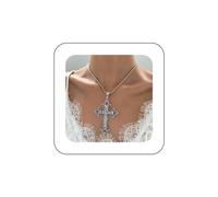Yienate Gótico Collar Gargantilla Cruz Plata Vendimia De La Flor De La Vid Colgante De La Cruz Collar De La Cruz Religiosa Grande Punk Declaración Crucifijo Collar Joyas Para Mujeres