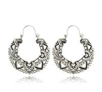 Yienate Pendientes de plata boho pendientes ahuecados pétalos en forma de corazón grandes pendientes colgantes gota pendientes declaración para mujeres y niñas, Plata