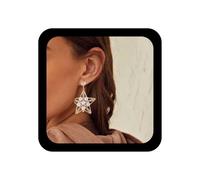 Yienate Pendientes grandes estrellas cristal oro Pendientes colgantes retro estrellas perlas Pendiente Boho colgantes estrellas strass llamativos estrellas strass perlas Pendiente boda para mujeres