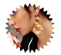Yienate Pendientes Largos 70s Disco Statement Vintage Oro Multicapa Aro Gota Gancho Aretes Geométricos Ligeros Gran Disco Redondo Cuelgan Pendientes Boda Prom Joyería Para Las Mujeres Y Las Niñas
