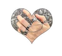 Yienate Punk Plata Cadena De Dedo Dedo De Anillo Pulsera De Esclavo De Cadena De Anillo Abierta Cadena De Anillo Dedo De Aguja De Anillo Joyería Para Hombre Y Mujer