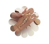 Yienate Punk Rhinestone Escorpión Dedo Anillo Pulsera Escorpión Mano Arnés Pulsera Gótica Cristal Escorpiones Esclavos Mano Pulseras Cadena Anillo Abierto Pulseras Amistad Joyería Para Mujeres