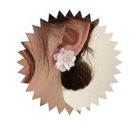 Yienate Única Gran Flor Blanca Pendientes Vintage Acrílico Floral Pétalo Declaración Francesa Camelia Flor Studs Novia Boda Prom Joyería Para Mujeres