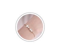 Yienate Única Pequeña Perla Cruz Pulseras De Oro De La Mano De La Cadena De La Cruz Arnés De La Mano Delicado Enlace De Perlas Cruz Pulseras De Esclavos Joyería Religiosa Para Las Mujeres Y Las Niñas