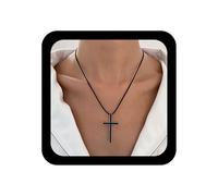 YienDoo Gargantilla de cruz negra punk gótica de cuero negro, gargantilla con colgante de crucifijo en tono negro, collar de crucifijo religioso de la Biblia para mujeres y hombres