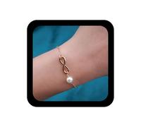 YienDoo Pulseras únicas de perlas minúsculas de la amistad infinita cadena de mano dorada arnés de mano delicado enlace de perlas, amistad infinita, 8 pulseras esclavas joyas para mujeres y niñas