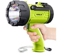 YIERBLUE - Linterna recargable con LED 1000,000 lumen superalto, impermeable, IP67, foco de larga duración, foco de luz de reflector resistente a los impactos, con soporte plegable y lente roja