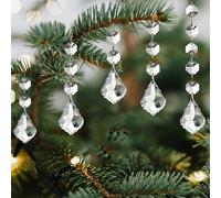 YIEUR 12 colgantes atrapasueños de cristal con 56 perlas blancas, 38 mm, candelabro de cristal para ventana, jardín, carillón de viento