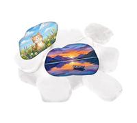 YieWeyhe 12 piedras planas para pintar planas, piedras pintadas, piedras blancas, piedras para manualidades lisas. Piedras decorativas de piedra natural, piedras redondas, arte de piedra natural, 3-8