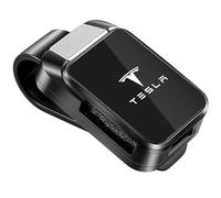 YIFANFENGSUN Soporte Gafas Coche Clip Tarjeta Billete para Tesla Model X (7-Seat) 2016-2018, Ticket Tarjetas Unidades Cuero Auténtico Soporte Gafas Accesorios Coche Interior,Black