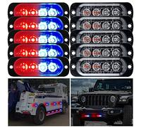 yifengshun 10pcs 4LED Rojo+Azul Luz de Advertencia Super Brillante Barra de Luz Estroboscópica 18 Modo Flash Para Coche Camión Pickup SUV Off Road Coche de Policía 12-24V
