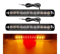 yifengshun 2 x 12-24V 12 LED de Luz Estroboscópica de Emergencia Para Automóviles Con Remolque de Camión (Ámbar y Rojo y Ámbar)