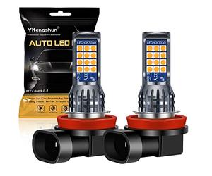 Yifengshun 2 x H8/H11 Luces Antiniebla de Coche 24SMD LED de un Solo Color/Doble Color DRL Luces Antiniebla Delanteras Bombilla de Faro-amarillo