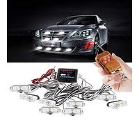 yifengshun 8x2LED 8 en 1 DC12V-Control Remoto Inalámbrico LED Luz de Precaución Estroboscópica Emergencia-Camión DRL Ambulancia Moto Policía(8 Luz Blanco)
