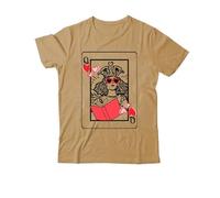 Yifinomi Camiseta Queen of Book Lover con cuello en V y estampado gráfico clásico para mujer y hombre, Caqui-1, 3XL