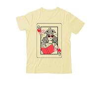 Yifinomi Camiseta Queen of Book Lover con cuello en V y estampado gráfico clásico para mujer y hombre, Amarillo cremoso-1, XXL