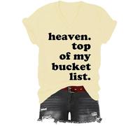 Yifinomi Heaven Top of My Bucket List - Camiseta Heaven Top of My Bucket List con cuello en V, Amarillo cremoso, XL